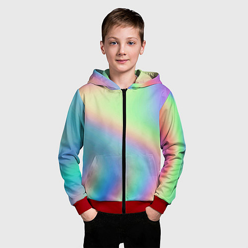 Детская толстовка на молнии Бензиновый градиент / 3D-Красный – фото 3
