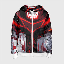 Детская толстовка на молнии Red stripes on a black and white background