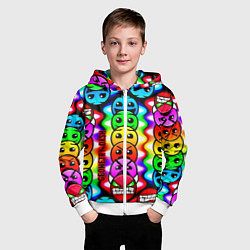 Толстовка на молнии детская Geometry smile dash, цвет: 3D-белый — фото 2