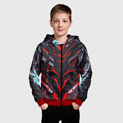 Толстовка на молнии детская Красные адские полосы на чёрном фоне, цвет: 3D-красный — фото 2