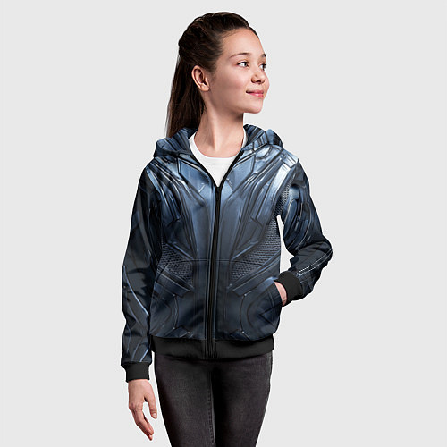 Детская толстовка на молнии Металлический карбон / 3D-Черный – фото 4