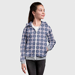 Толстовка на молнии детская Узор синяя плитка, цвет: 3D-меланж — фото 2