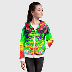 Толстовка на молнии детская Оптический фрактал кислота, цвет: 3D-белый — фото 2