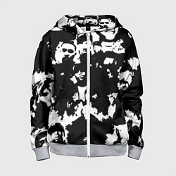 Толстовка на молнии детская Все рэперы черно белый, цвет: 3D-меланж
