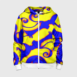 Толстовка на молнии детская Аниме драконы неон, цвет: 3D-белый