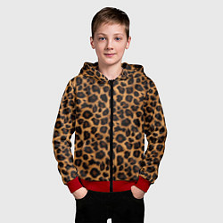 Толстовка на молнии детская Гладкая шерстка леопарда, цвет: 3D-красный — фото 2