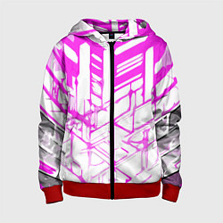 Детская толстовка на молнии Агрессивные розовые полосы на белом фоне