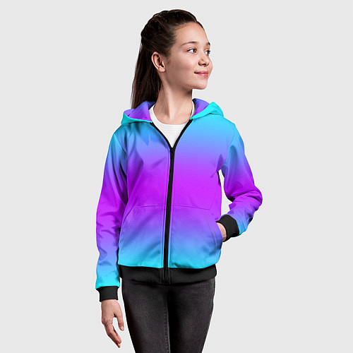 Детская толстовка на молнии Градиент текстура неоновая / 3D-Черный – фото 4