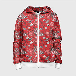 Детская толстовка на молнии Узор бандана красночерный