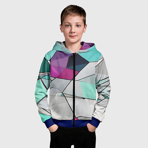 Детская толстовка на молнии Яркая геометрическая абстракция / 3D-Синий – фото 3