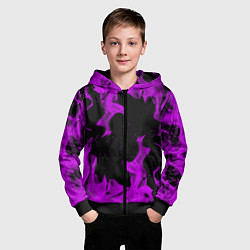 Толстовка на молнии детская Неоновый огонь текстура, цвет: 3D-черный — фото 2