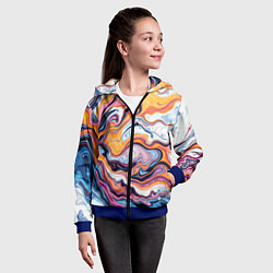 Толстовка на молнии детская Жидкие разноцветные краски, цвет: 3D-синий — фото 2
