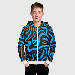 Толстовка на молнии детская Хаотичные синие полосы, цвет: 3D-белый — фото 2