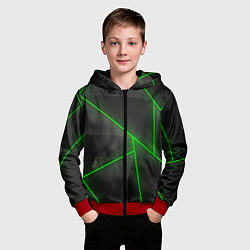Толстовка на молнии детская Лучи неон абстракция, цвет: 3D-красный — фото 2