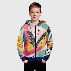 Толстовка на молнии детская Листья цветы абстракция, цвет: 3D-синий — фото 2