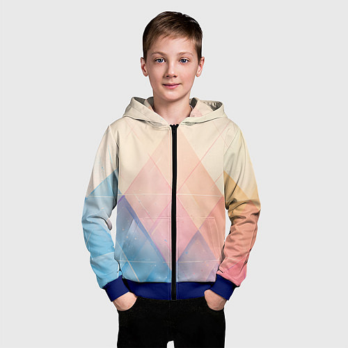 Детская толстовка на молнии Abstract art - triangle / 3D-Синий – фото 3
