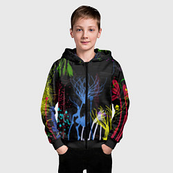 Толстовка на молнии детская Неоновый сюреализм, цвет: 3D-черный — фото 2
