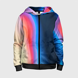 Толстовка на молнии детская Неоновый градиент разводы, цвет: 3D-черный