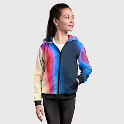 Толстовка на молнии детская Неоновый градиент разводы, цвет: 3D-черный — фото 2