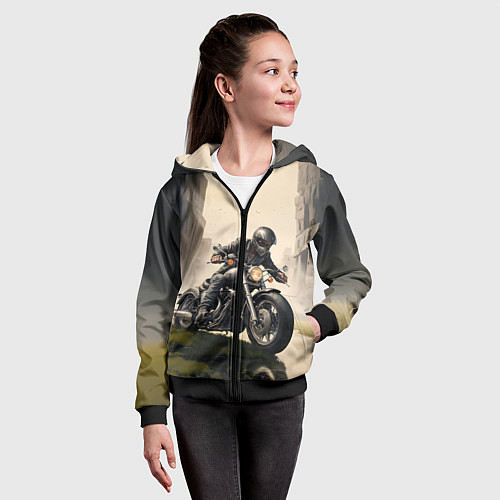 Детская толстовка на молнии Скетч байкер / 3D-Черный – фото 4