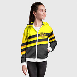 Толстовка на молнии детская Герб РФ геометрия линии, цвет: 3D-белый — фото 2