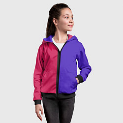 Толстовка на молнии детская Полосы фуксия, фиолетовый и черный, цвет: 3D-черный — фото 2