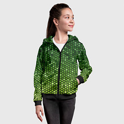 Толстовка на молнии детская Мозаика под зеленую змею, цвет: 3D-черный — фото 2