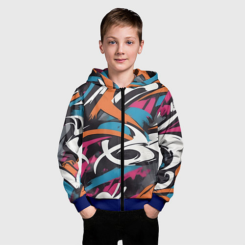 Детская толстовка на молнии Граффити абстракция / 3D-Синий – фото 3