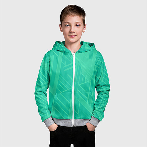 Детская толстовка на молнии Мятный зелёный однотонный геометричный / 3D-Меланж – фото 3