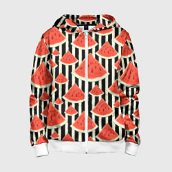 Толстовка на молнии детская Арбузные дольки, цвет: 3D-белый