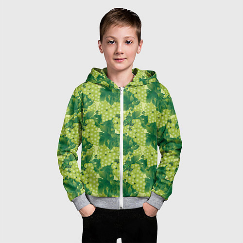 Детская толстовка на молнии Виноградный цветной паттерн / 3D-Меланж – фото 3