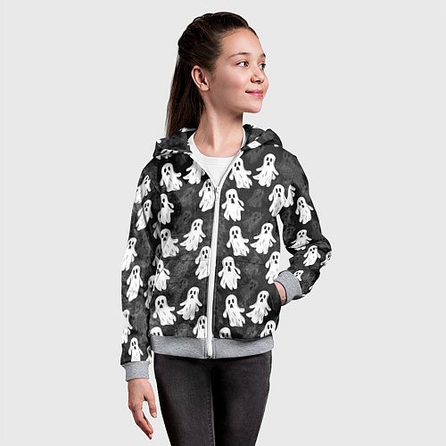 Детская толстовка на молнии Паттерн с призраками / 3D-Меланж – фото 4