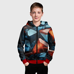 Толстовка на молнии детская Синие и янтарные камни, цвет: 3D-красный — фото 2