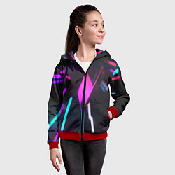 Толстовка на молнии детская Оптические лучи неон, цвет: 3D-красный — фото 2