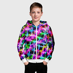 Толстовка на молнии детская Абстрактная решетка - переплетение цветов, цвет: 3D-белый — фото 2