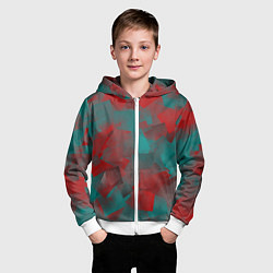 Толстовка на молнии детская Зелено-красный калейдоскоп, цвет: 3D-белый — фото 2