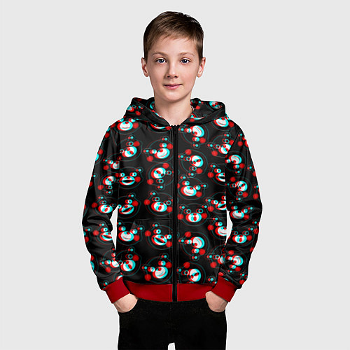 Детская толстовка на молнии Монокума глитч / 3D-Красный – фото 3