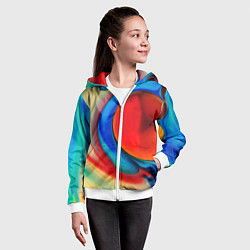 Толстовка на молнии детская Жидкие цветные краски, цвет: 3D-белый — фото 2