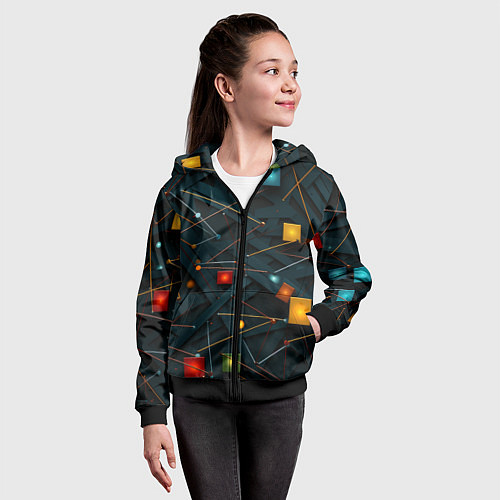 Детская толстовка на молнии Геометрическая абстракция / 3D-Черный – фото 4