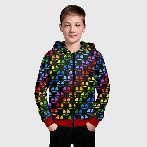 Детская толстовка на молнии Marshmello pattern neon / 3D-Красный – фото 3
