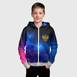 Толстовка на молнии детская Герб РФ абстракция текстура, цвет: 3D-меланж — фото 2