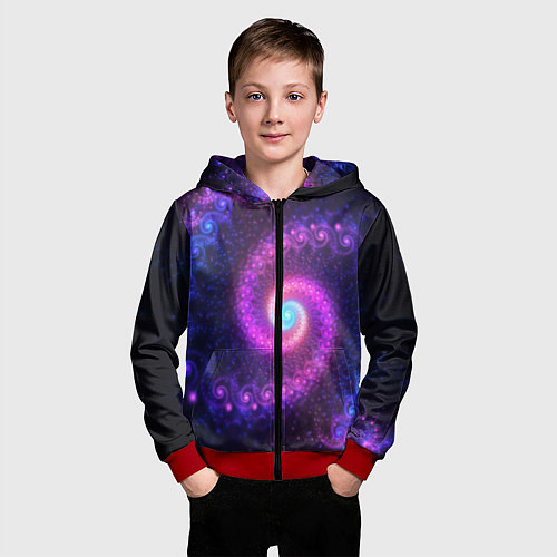 Детская толстовка на молнии Фрактальный неон / 3D-Красный – фото 3