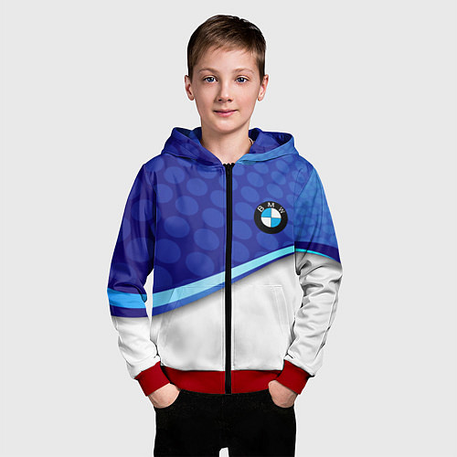 Детская толстовка на молнии BMW abstraction steel / 3D-Красный – фото 3