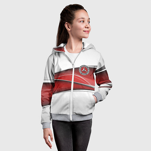 Детская толстовка на молнии Mercedes benz авто / 3D-Меланж – фото 4