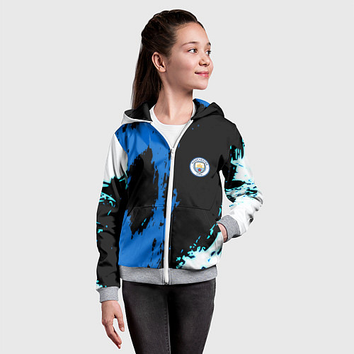 Детская толстовка на молнии Манчестер сити краски абстрактные / 3D-Меланж – фото 4