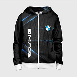 Толстовка на молнии детская BMW metal steel, цвет: 3D-белый