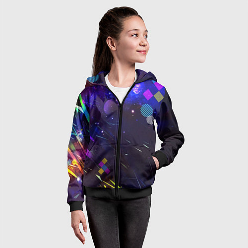 Детская толстовка на молнии Космическая геометрия / 3D-Черный – фото 4