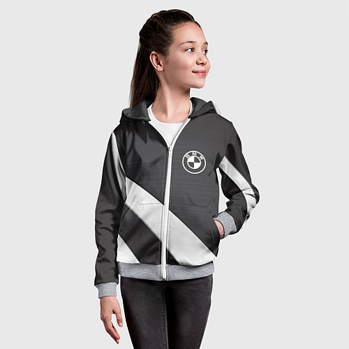 Детская толстовка на молнии BMW sport line geometry steel / 3D-Меланж – фото 4