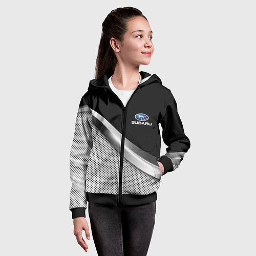 Детская толстовка на молнии Subaru metal steel / 3D-Черный – фото 4