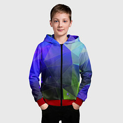 Толстовка на молнии детская Неоновые треугольники геометрия, цвет: 3D-красный — фото 2